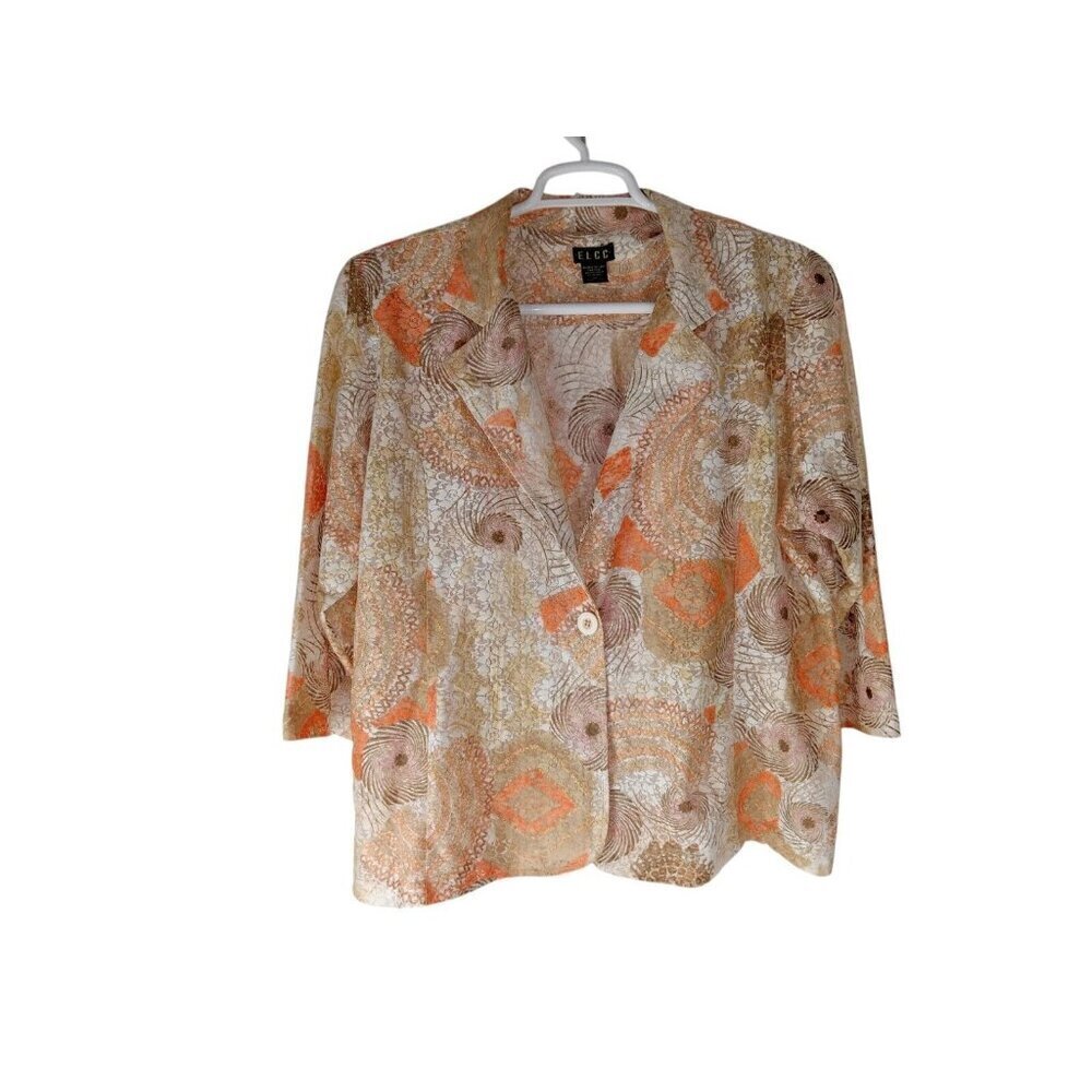 ELCC Women's Multicolor Collered Short Sleeve Button Down Shirt Size‎ 2X